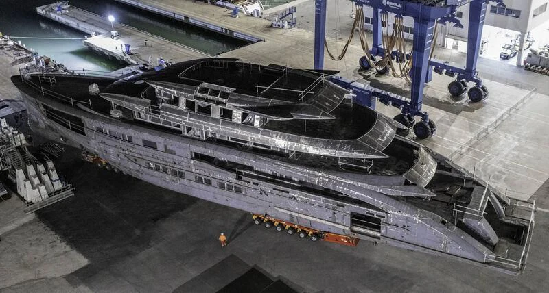a large metal ship aboard AMOR À VIDA Yacht for Sale