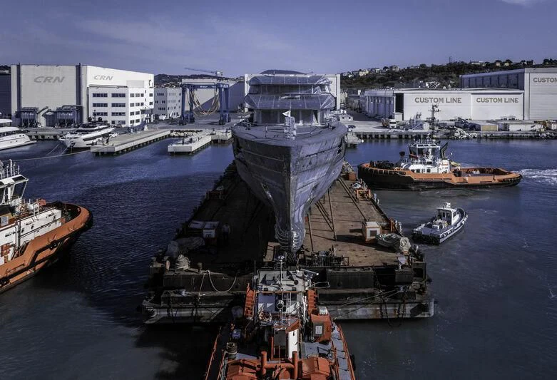 a large ship in the water aboard AMOR À VIDA Yacht for Sale