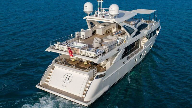 a large ship in the water aboard NEMESIS Yacht for Sale