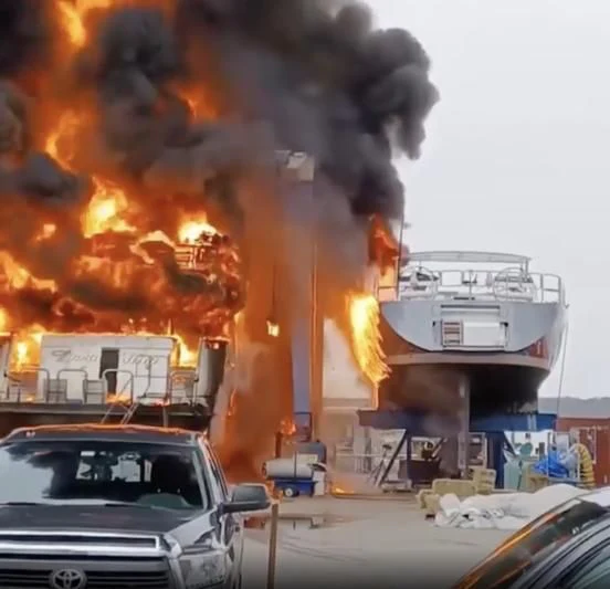 a fire on a building aboard DANNESKJOLD Yacht for Sale