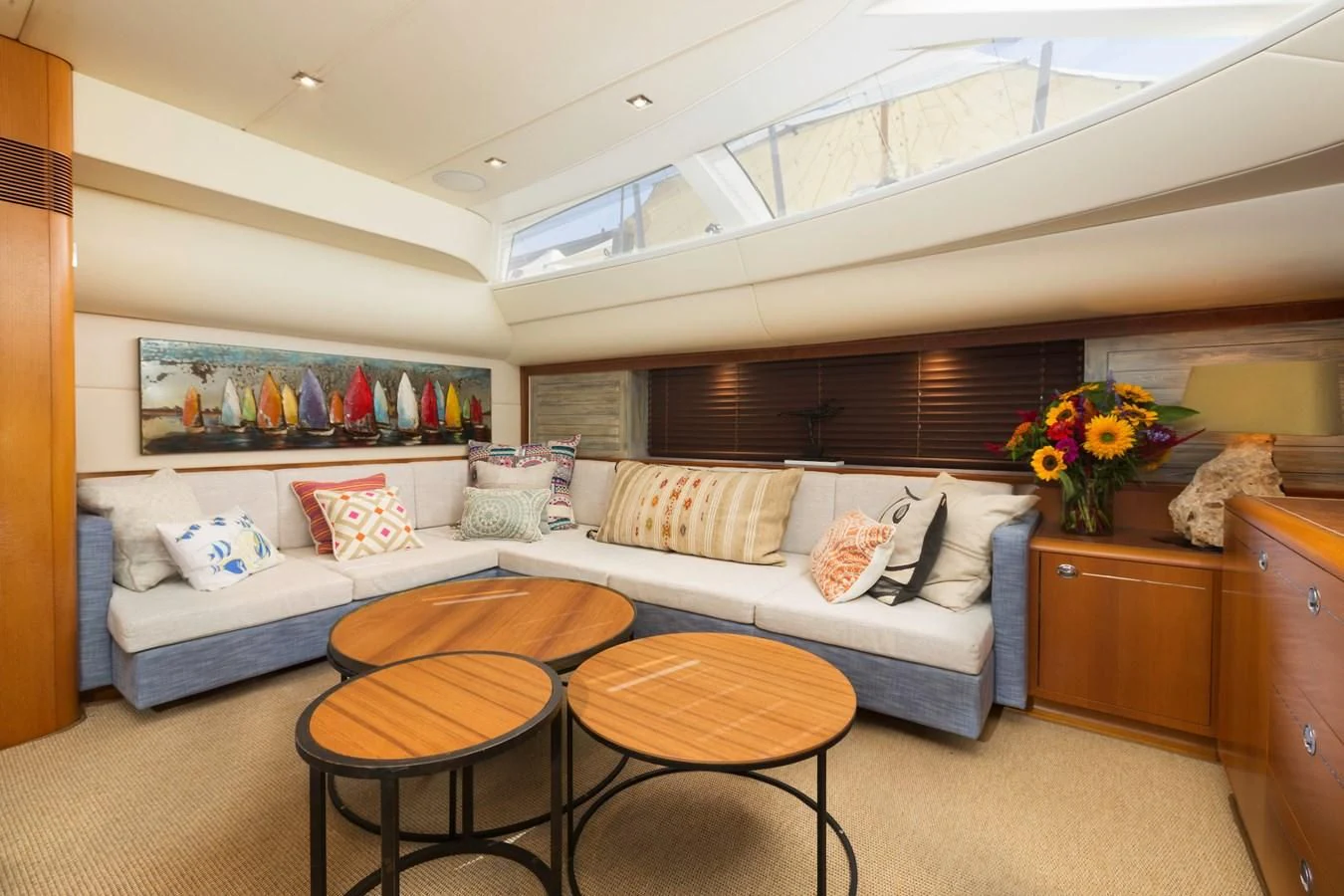 a bedroom with a bed and a table aboard DANNESKJOLD Yacht for Sale