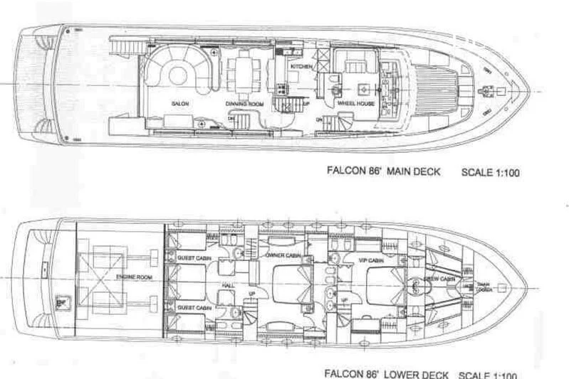 diagram, engineering drawing aboard GRAN FINALE II Yacht for Sale