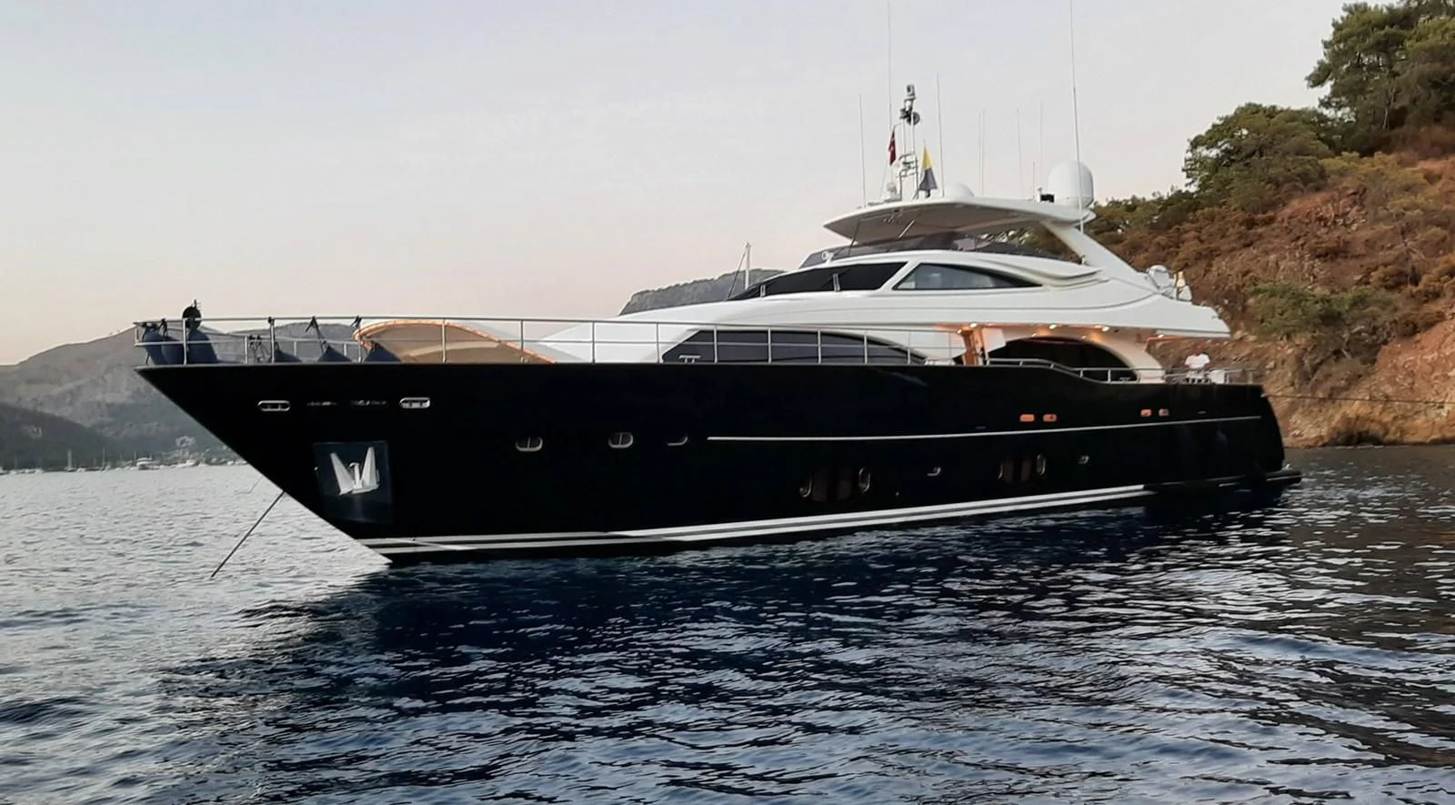 a boat on the water aboard OKAMI Yacht for Sale