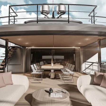 a room with a table and chairs aboard KATHRYN Yacht for Sale