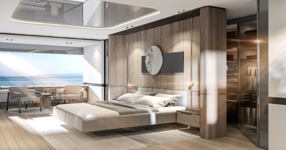 a room with a bed and a chair aboard KATHRYN Yacht for Sale