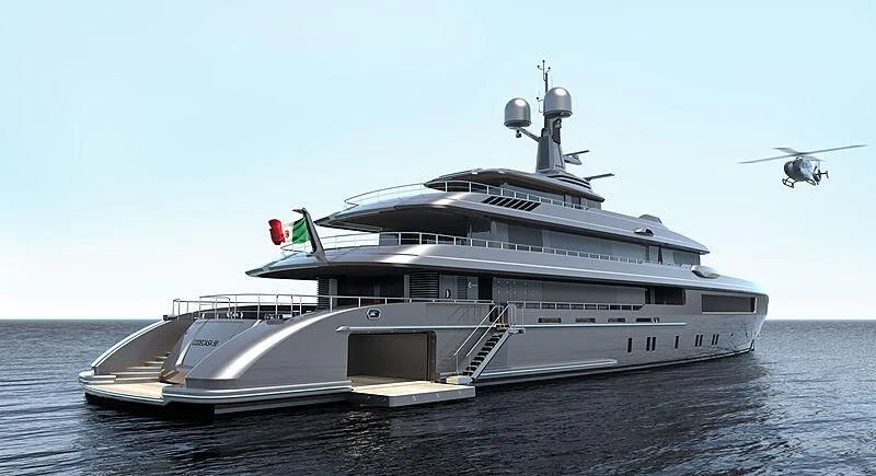a helicopter flying over a ship aboard KATHRYN Yacht for Sale
