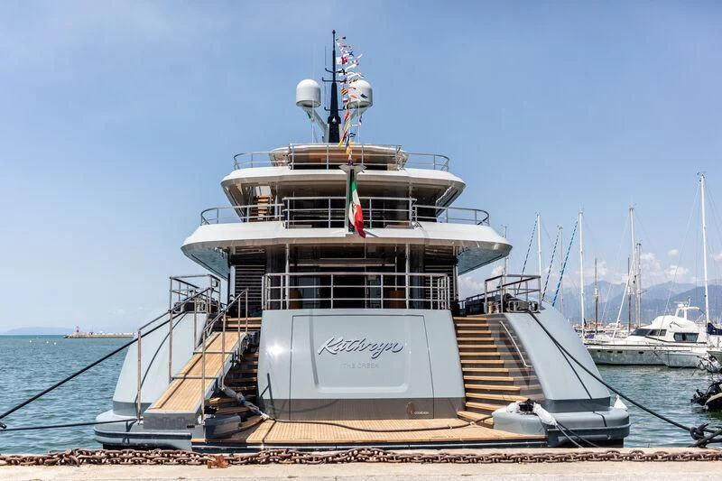 a large ship on a beach aboard KATHRYN Yacht for Sale