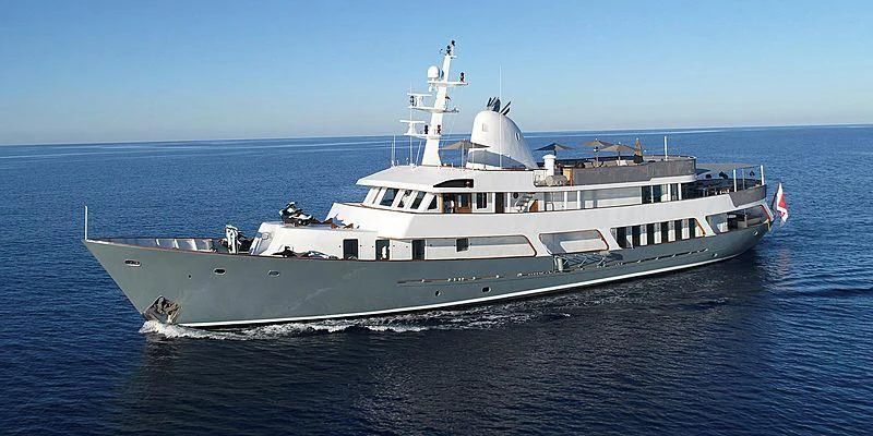 a large white boat in the water aboard MENORCA Yacht for Sale
