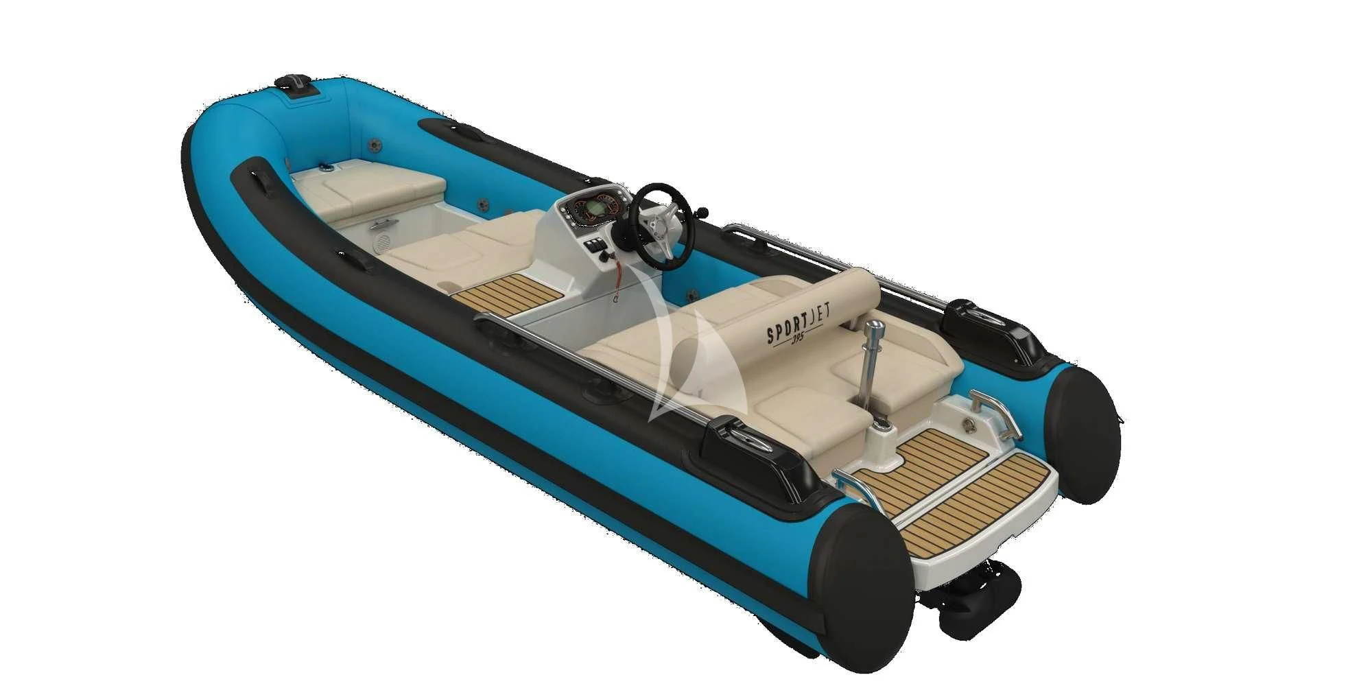 a blue and white toy car aboard WALLY ONE Yacht for Sale