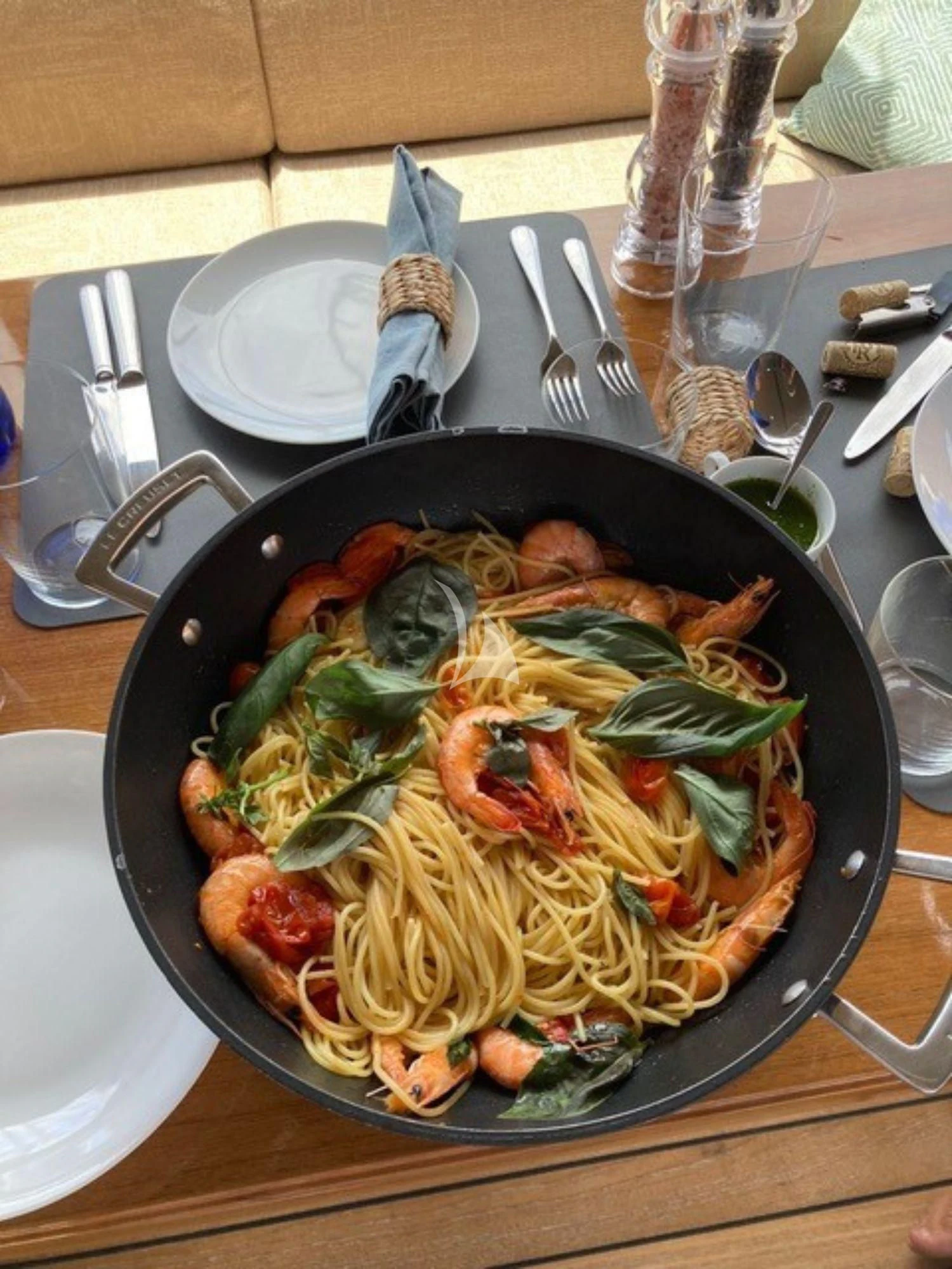 a bowl of food aboard WALLY ONE Yacht for Sale