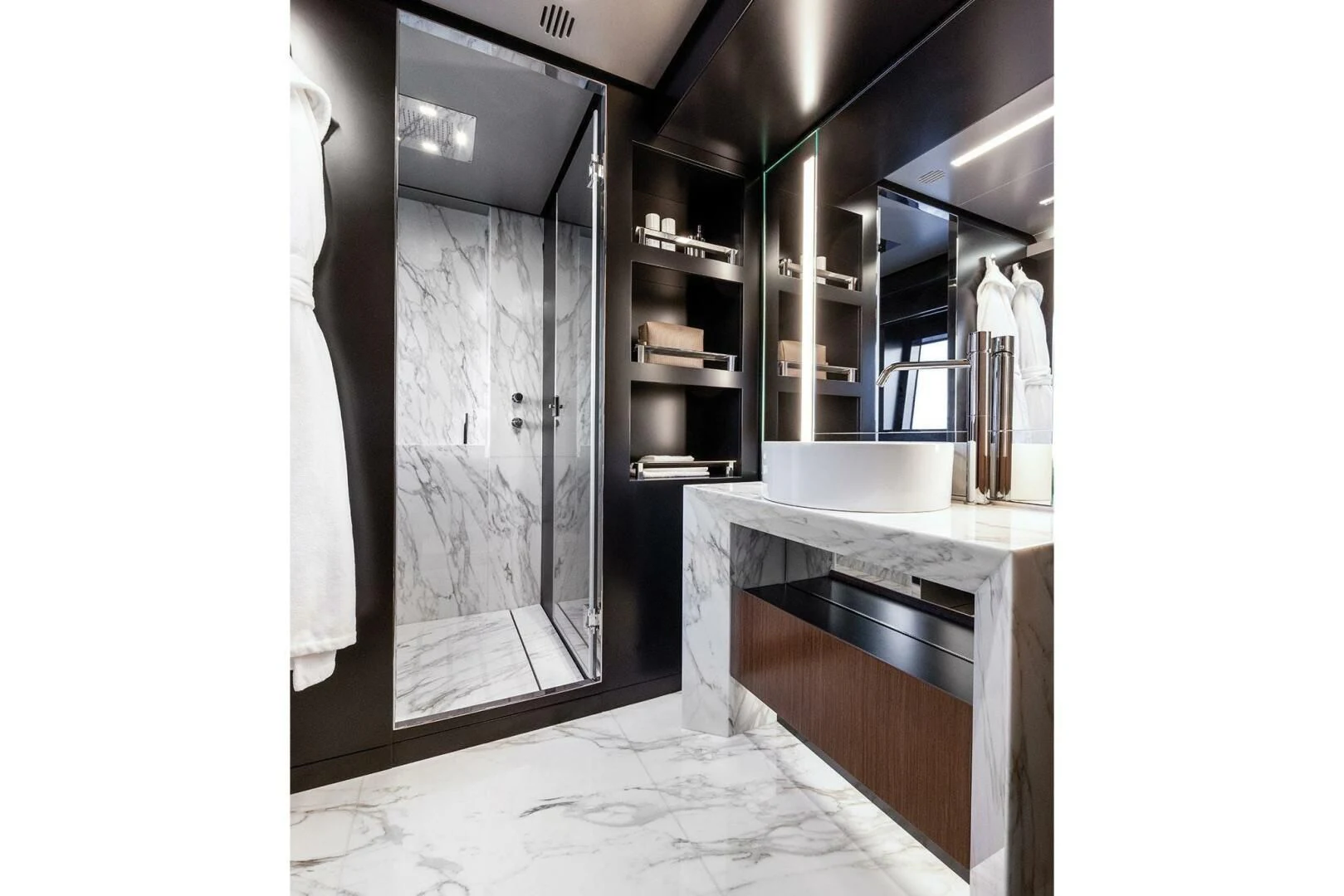 a kitchen with a glass door aboard ALEGRA Yacht for Sale