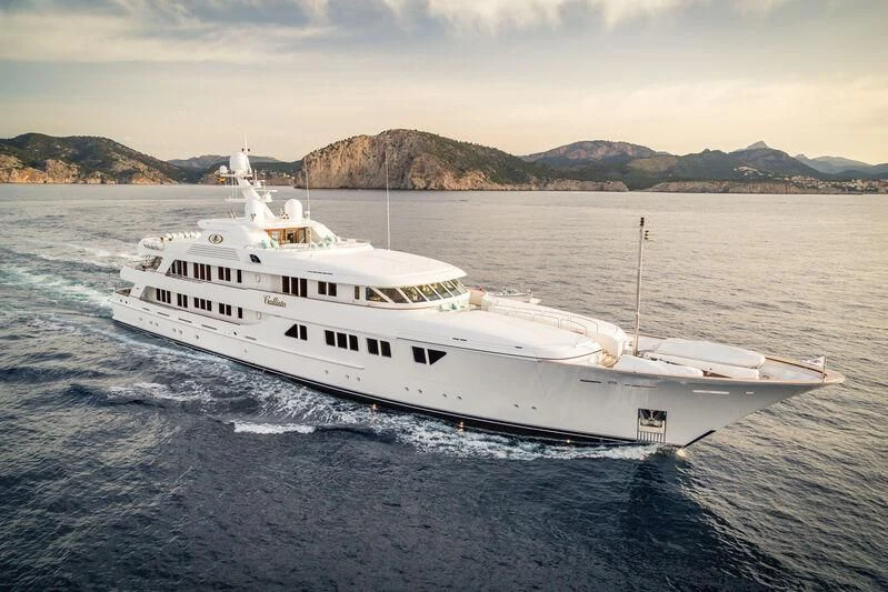 a white boat in the water aboard NECTAR Yacht for Sale