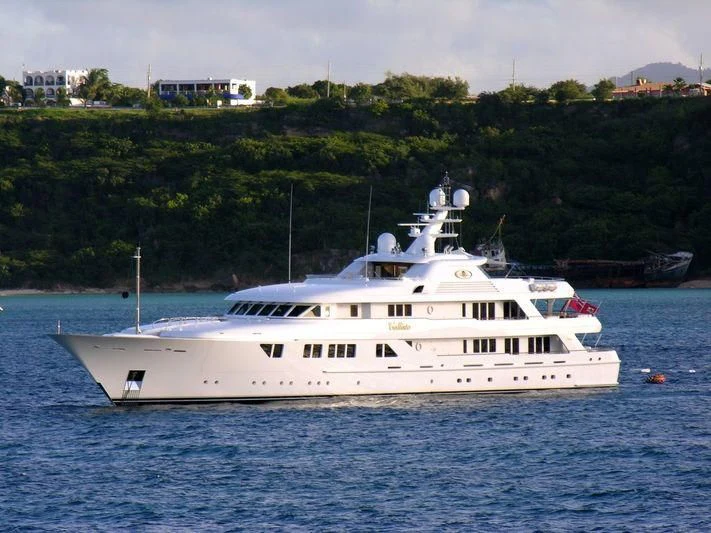 a white yacht on the water aboard NECTAR Yacht for Sale