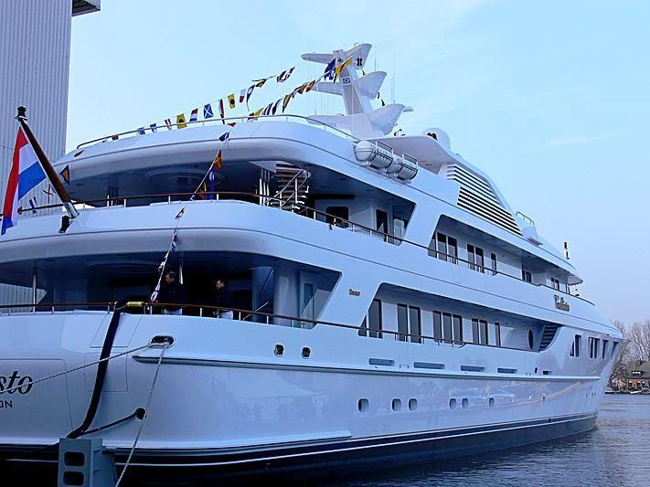 a large white boat aboard NECTAR Yacht for Sale