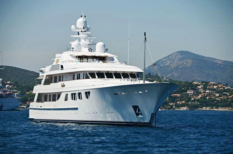 a white boat in the water aboard NECTAR Yacht for Sale