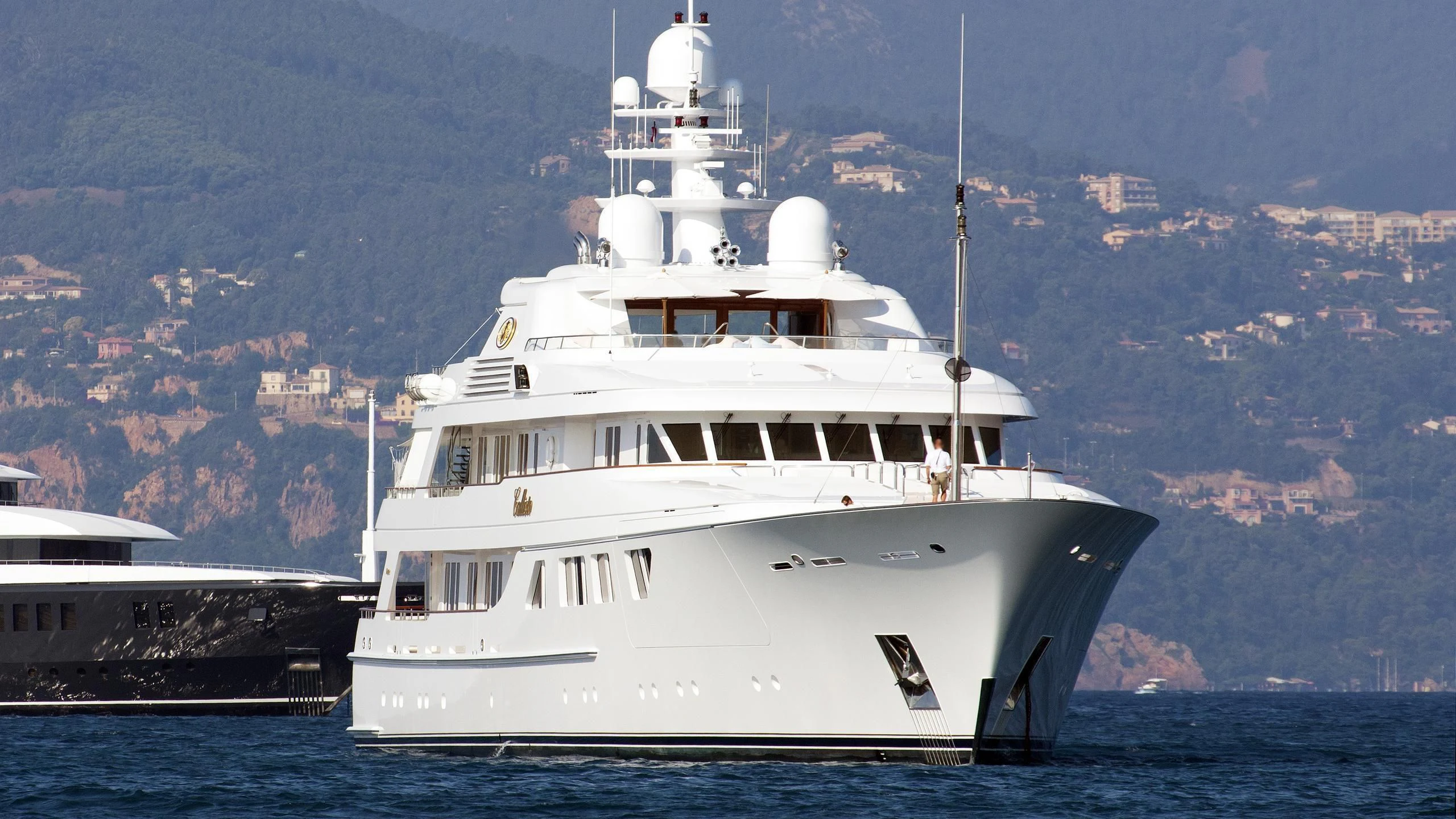a large white ship aboard NECTAR Yacht for Sale