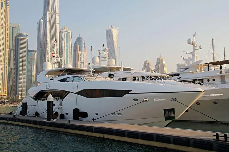 a large white yacht aboard SIA Yacht for Sale
