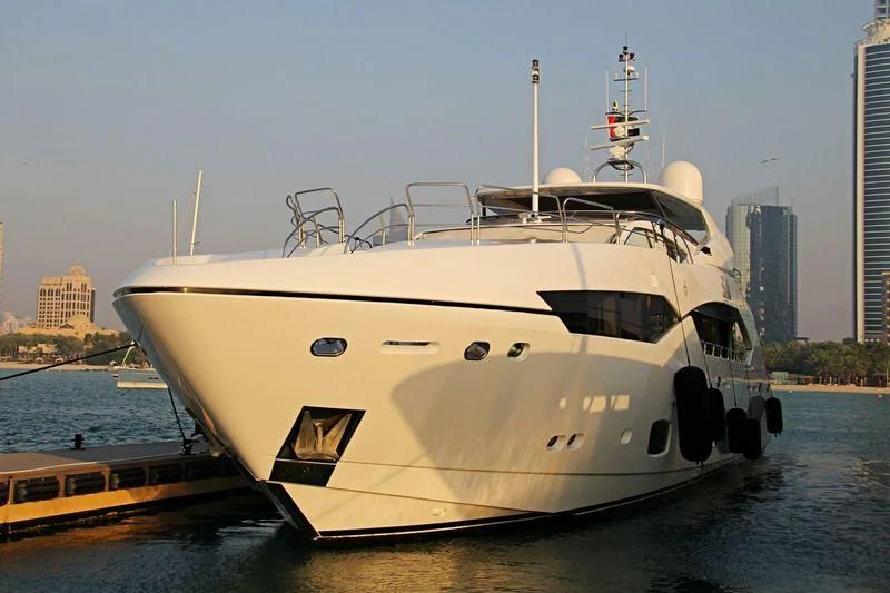 a large white yacht aboard SIA Yacht for Sale