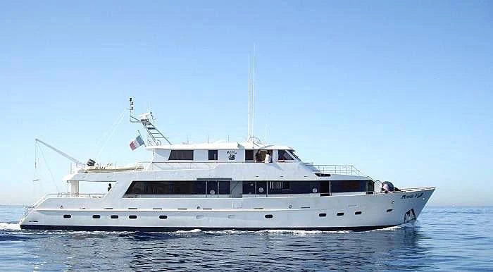 a large white boat in the water aboard MARAM Yacht for Sale