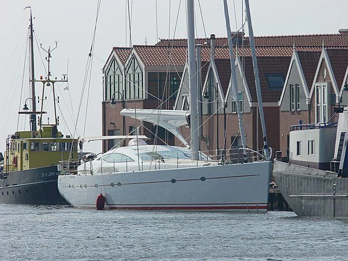 a boat docked at a pier aboard SUNLEIGH Yacht for Sale