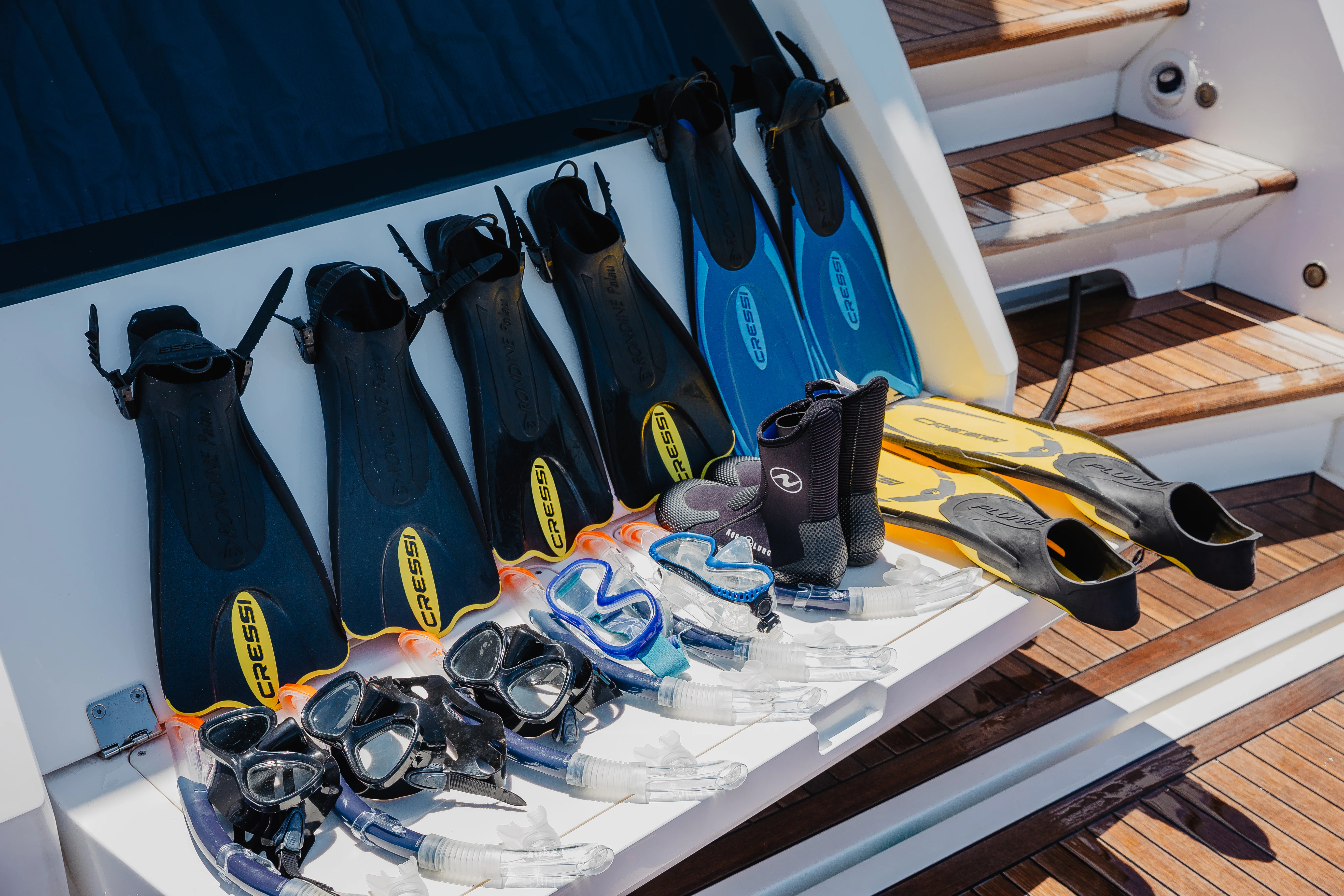 a group of objects on a table aboard STARDUST OF MARY Yacht for Sale