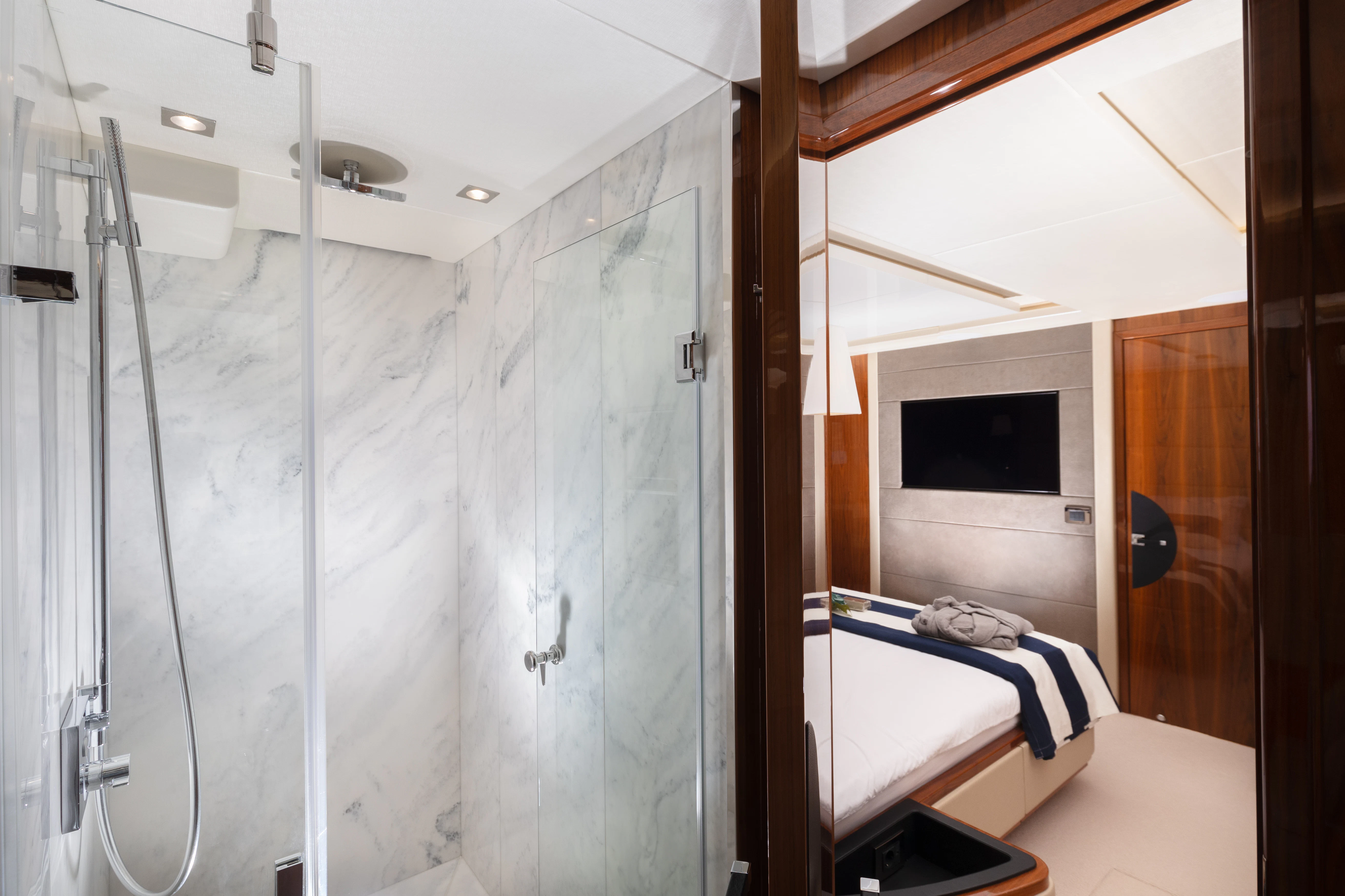 a shower unit in a bathroom aboard STARDUST OF MARY Yacht for Sale