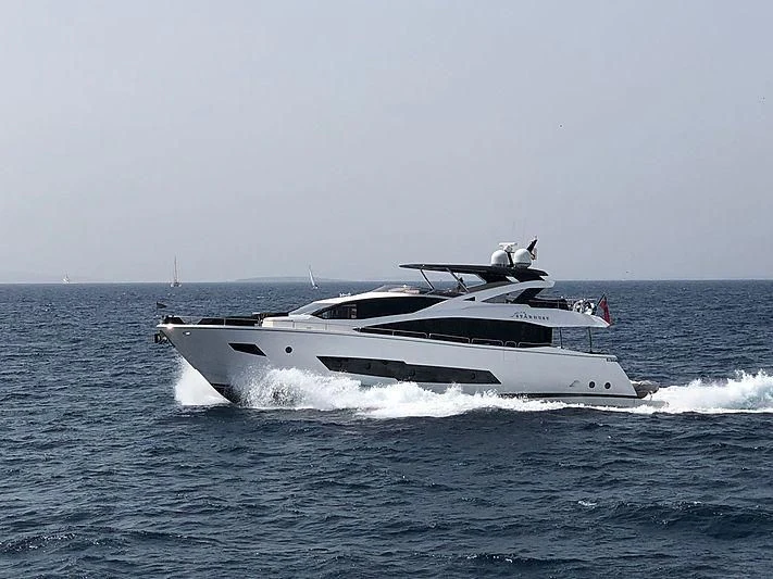 a white yacht in the water aboard STARDUST OF MARY Yacht for Sale