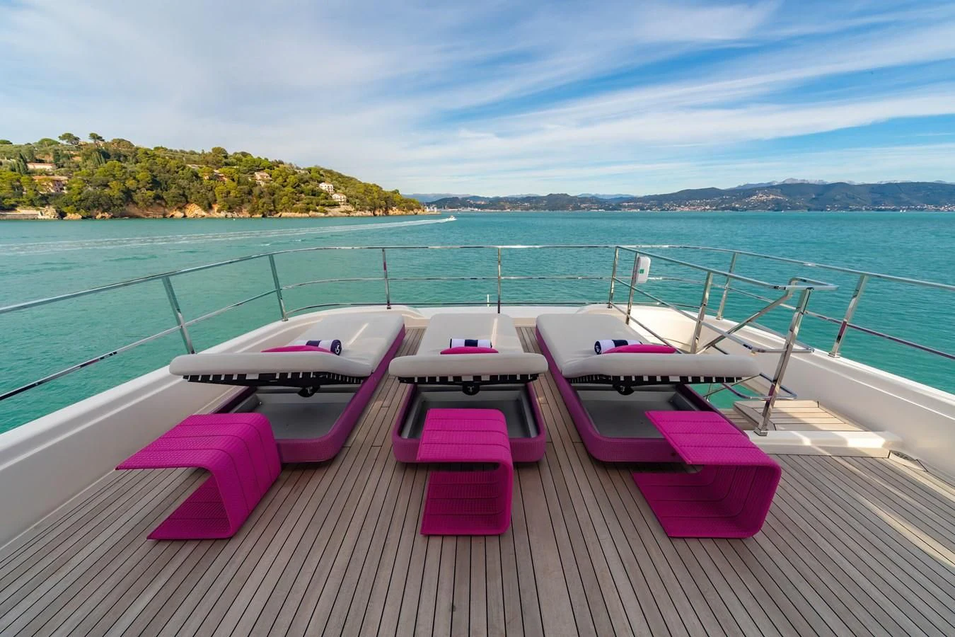 a boat on a deck aboard FRANGELO Yacht for Sale