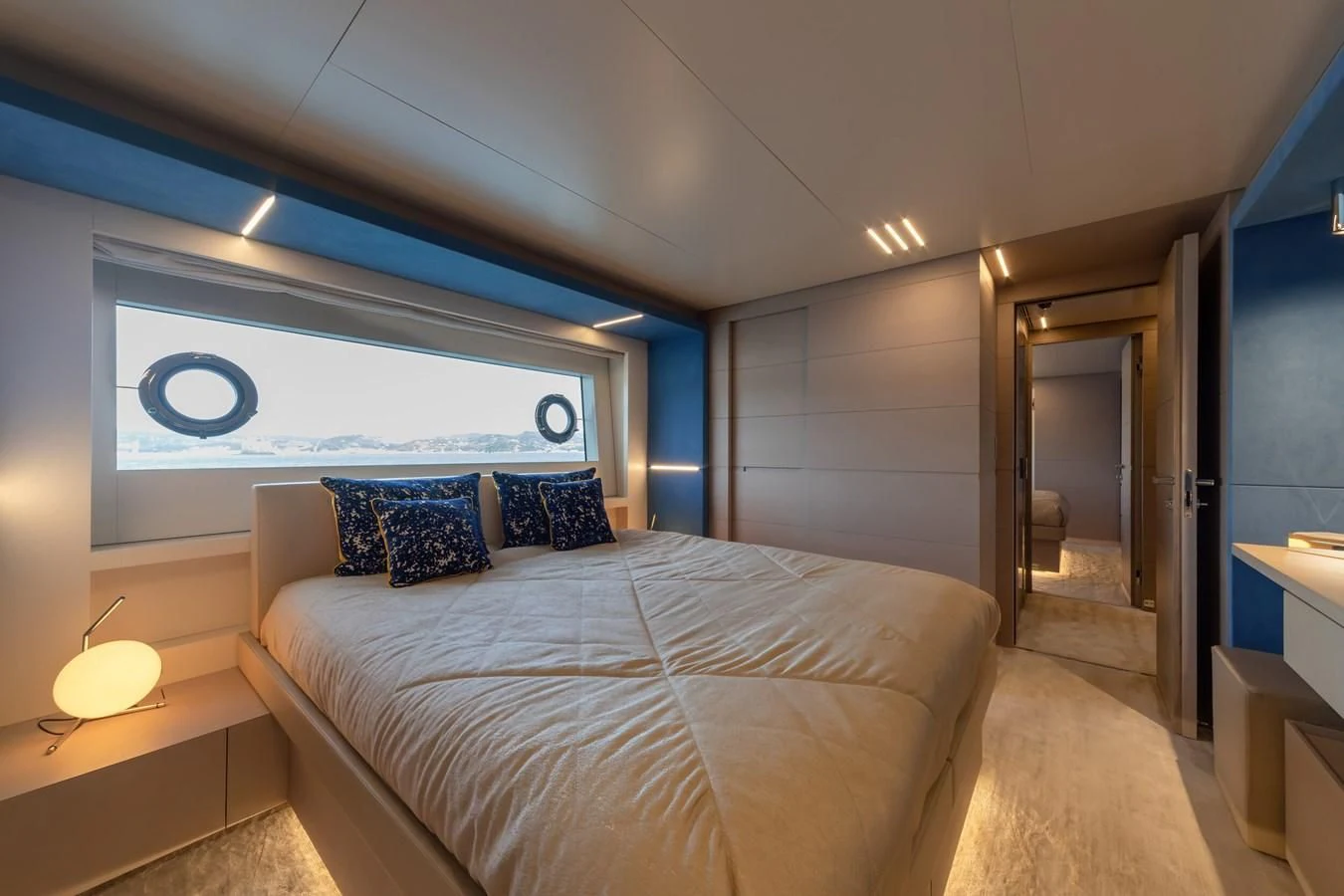 a bed in a room aboard FRANGELO Yacht for Sale