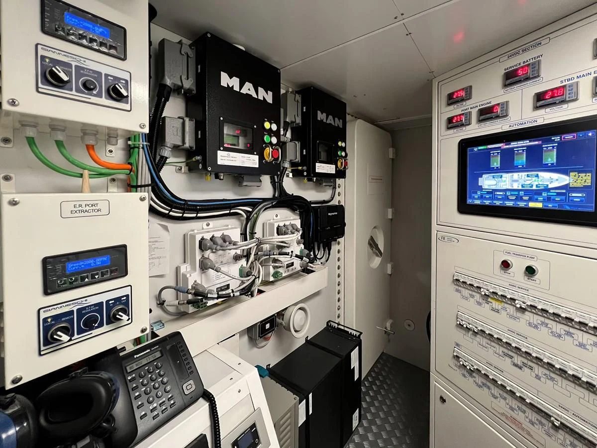 a room with machines and equipment aboard FRANGELO Yacht for Sale