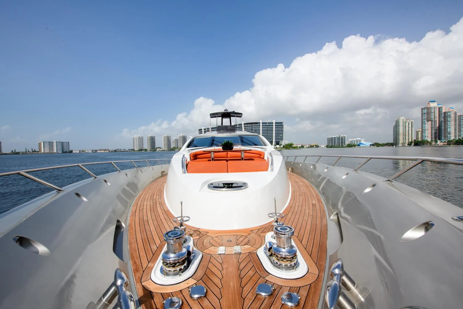 a view of the city from the cockpit of a plane aboard CHAPTER II Yacht for Sale