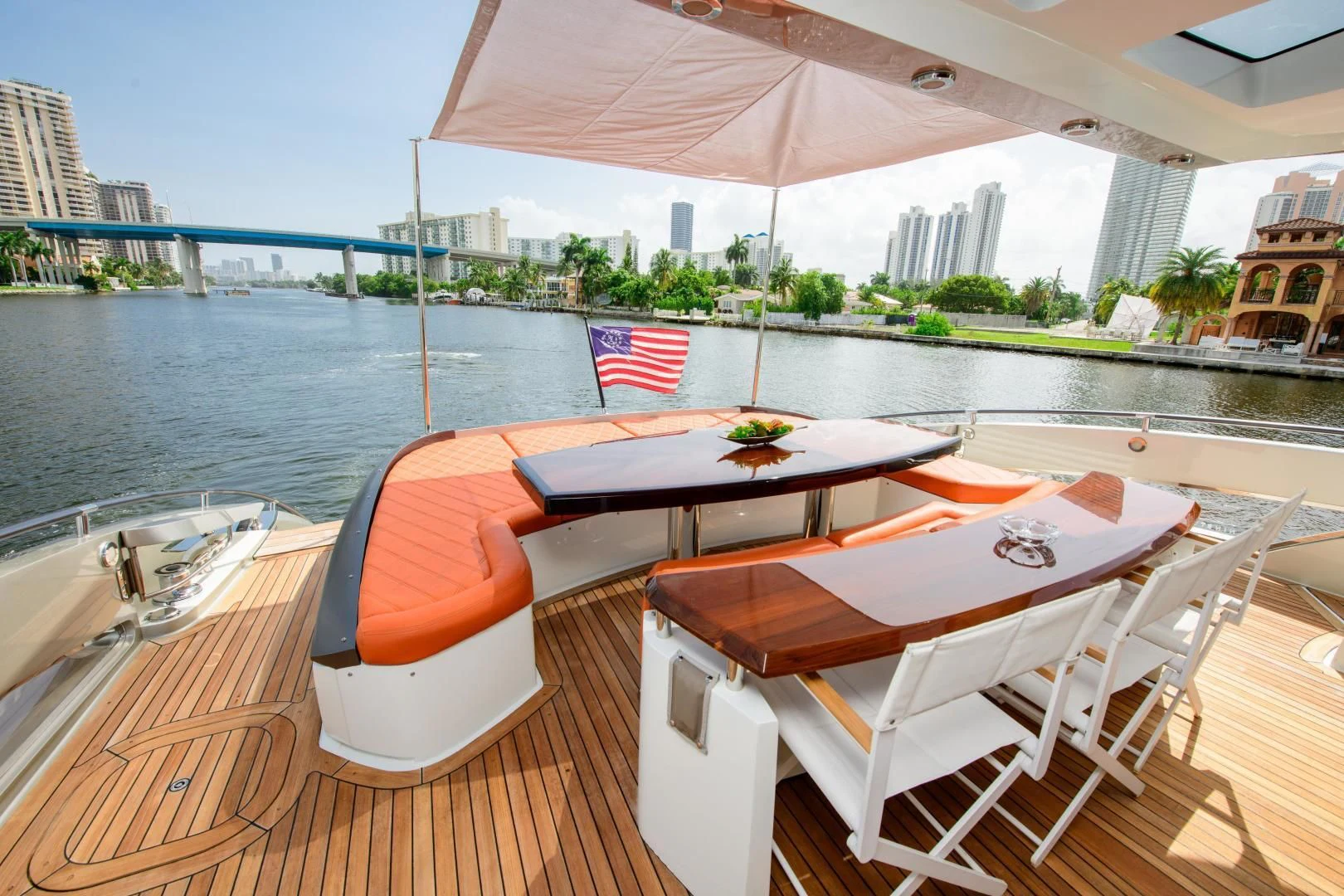 a table and chairs on a boat aboard CHAPTER II Yacht for Sale
