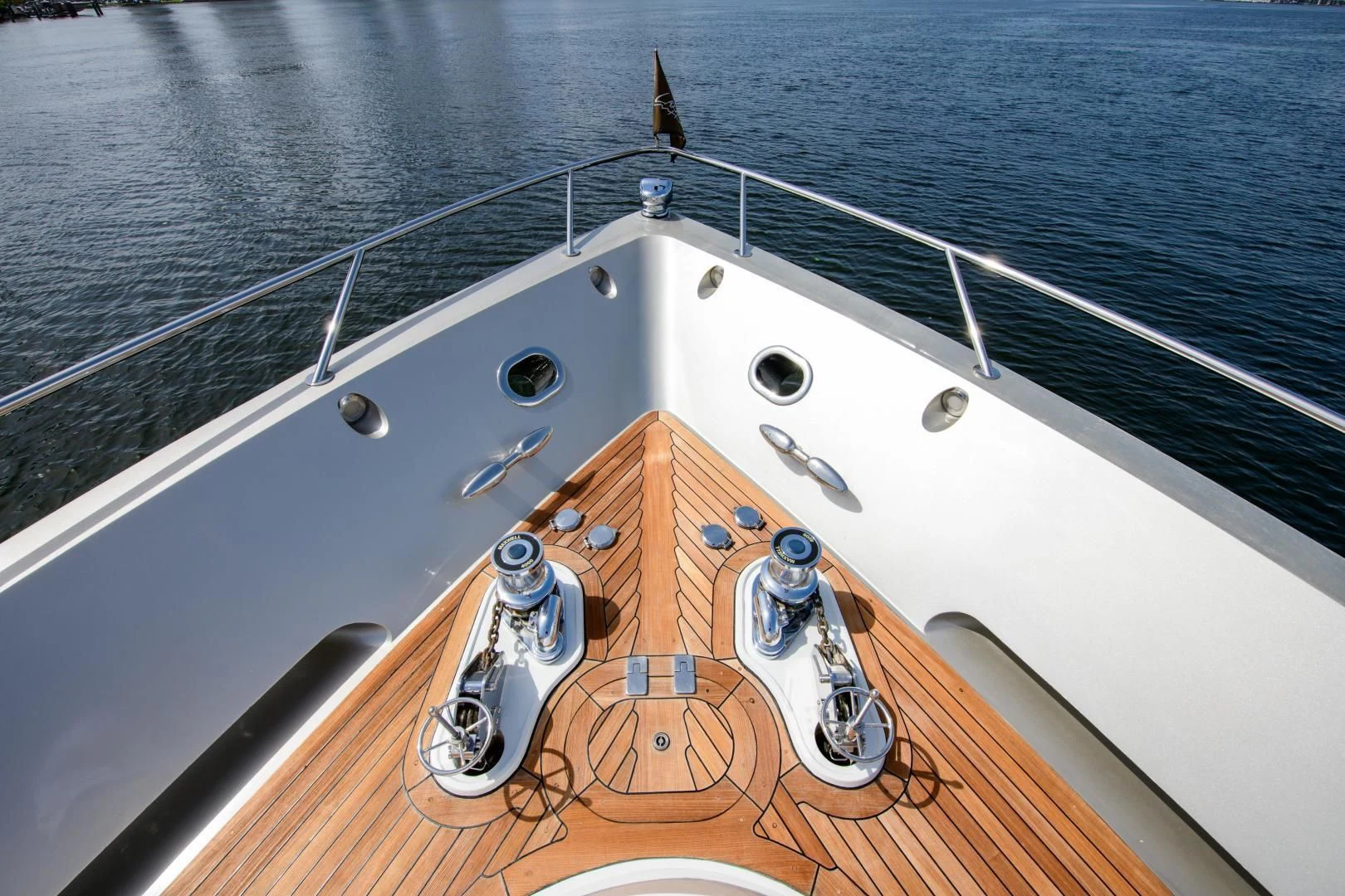 the front of a boat aboard CHAPTER II Yacht for Sale