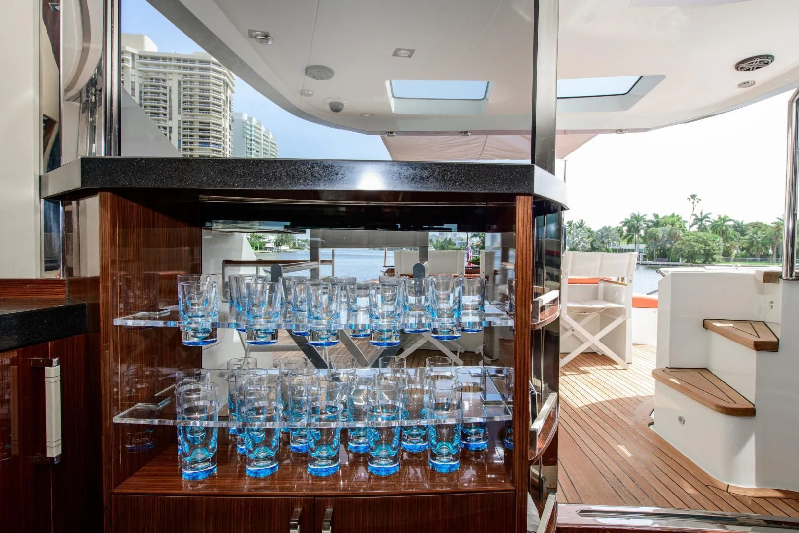 a room with many beakers of water aboard CHAPTER II Yacht for Sale
