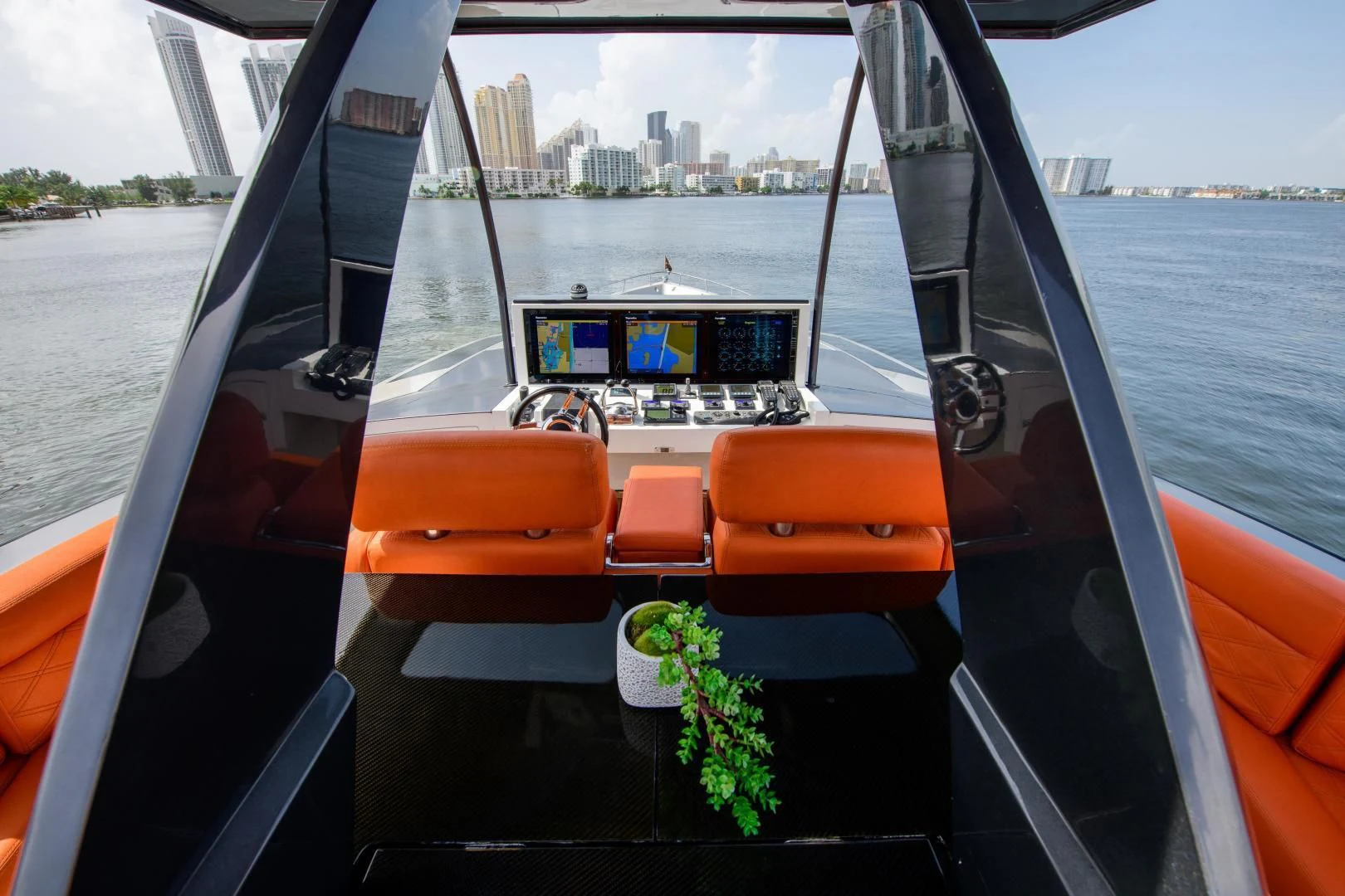a boat with orange seats aboard CHAPTER II Yacht for Sale