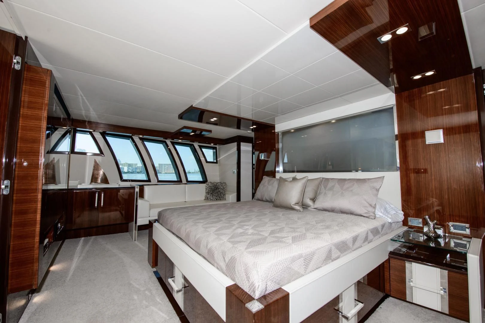 a large bed in a room aboard CHAPTER II Yacht for Sale
