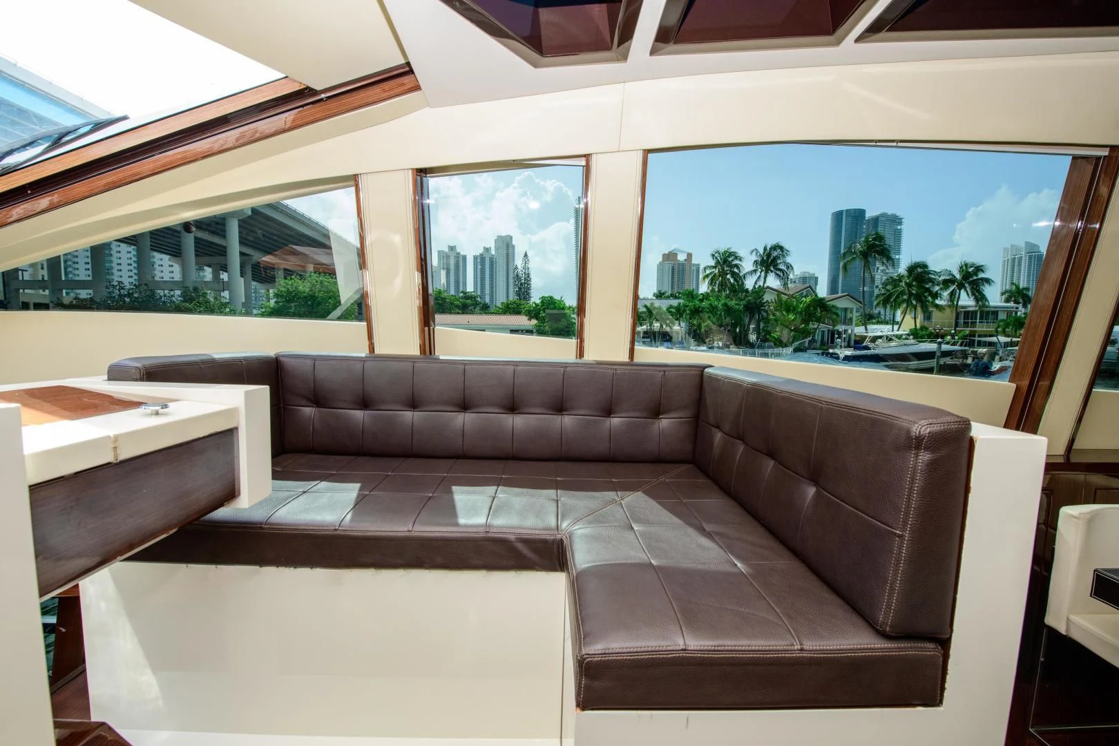 a couch in a room aboard CHAPTER II Yacht for Sale