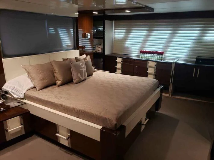 a bed in a room aboard CHAPTER II Yacht for Sale