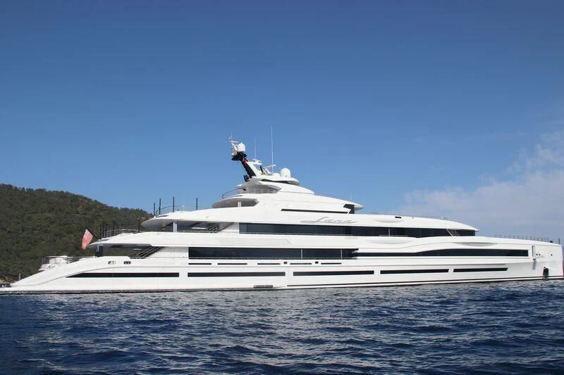 a white yacht on the water aboard MAR Yacht for Sale