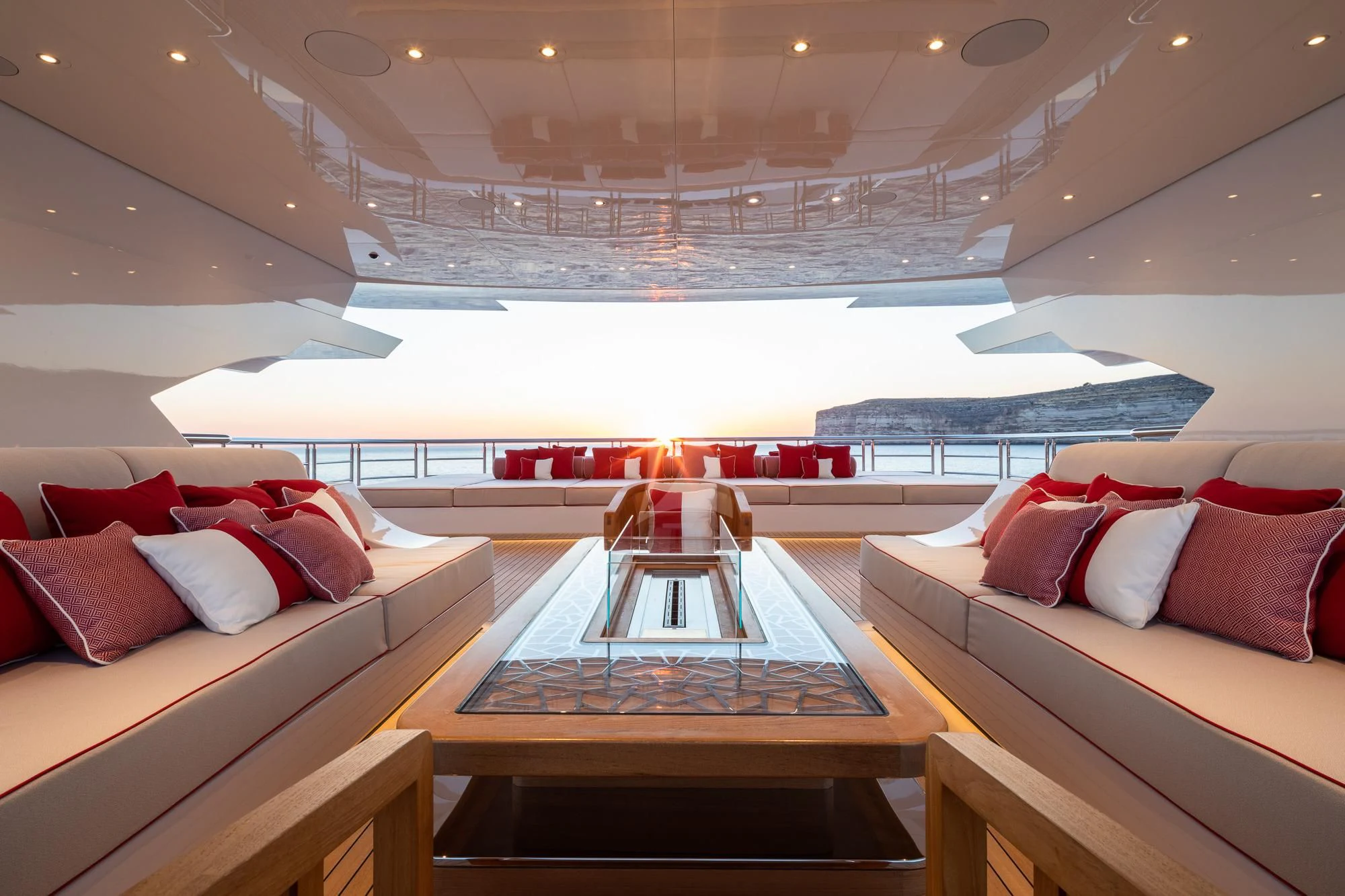 a room with a bed and a table aboard MAR Yacht for Sale