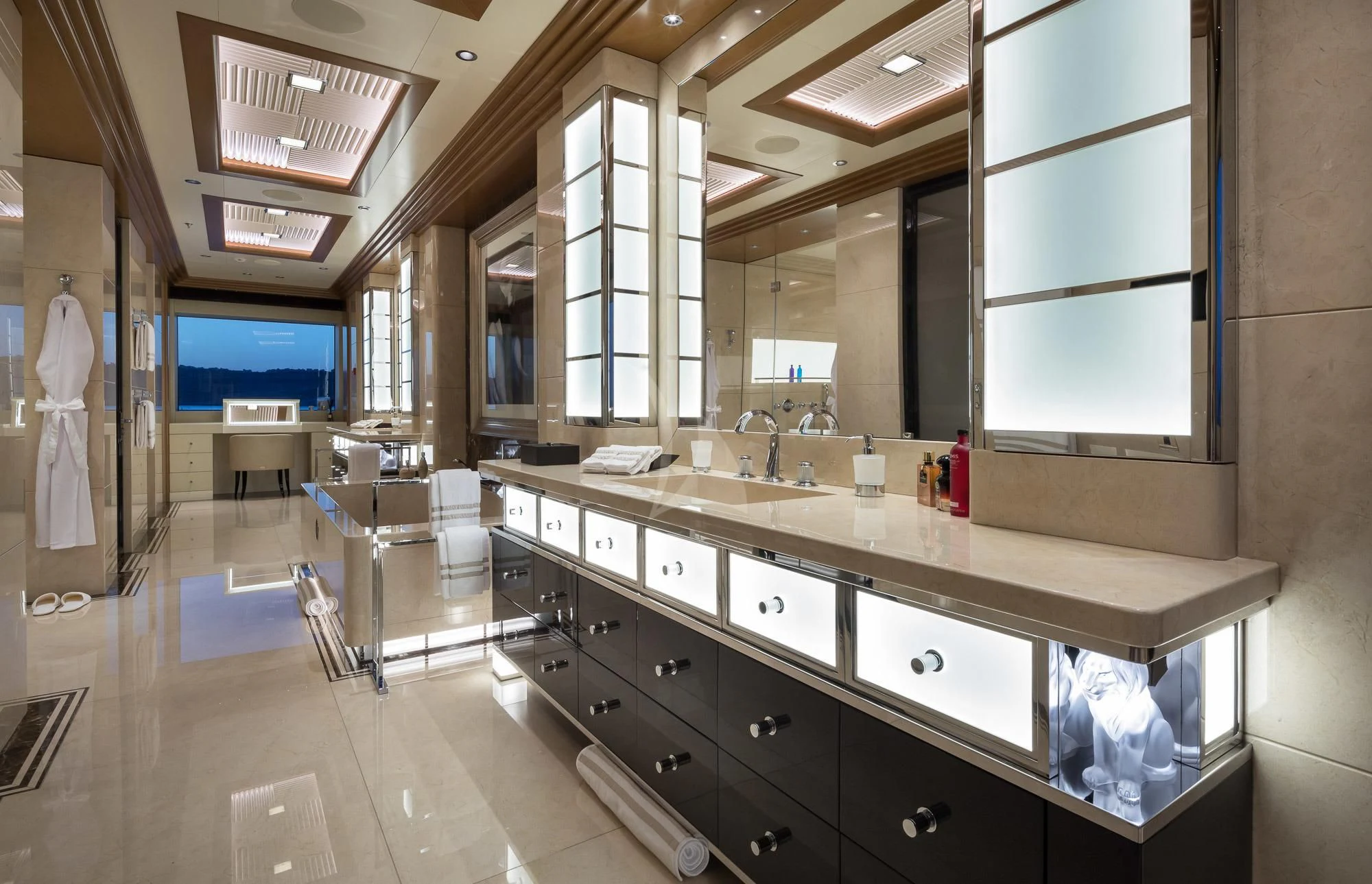 a large kitchen with a large countertop aboard MAR Yacht for Sale