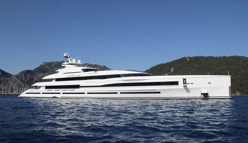 a white yacht on the water aboard MAR Yacht for Sale