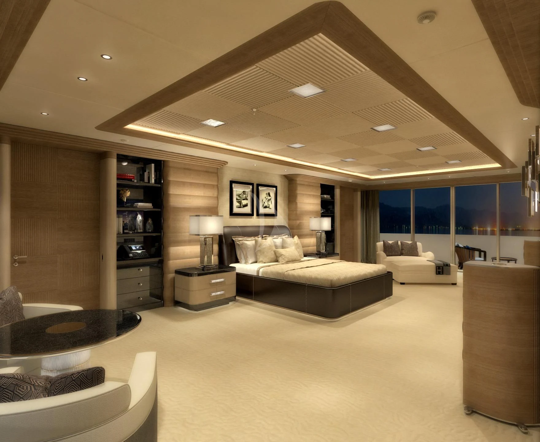 a large living room with a large open floor plan aboard MAR Yacht for Sale