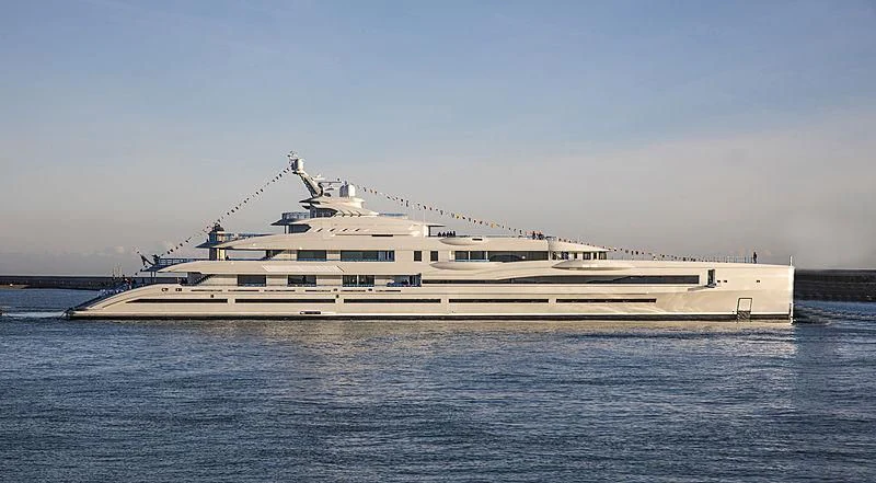 a large white ship aboard MAR Yacht for Sale
