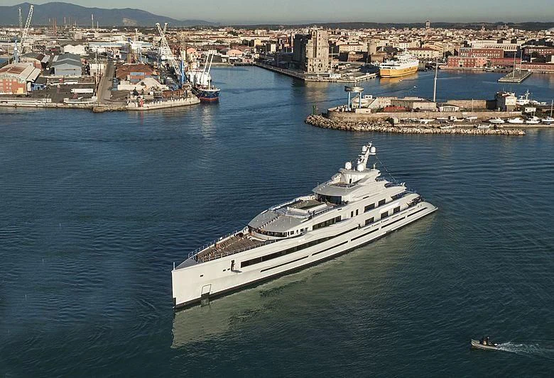a large ship in the water aboard MAR Yacht for Sale