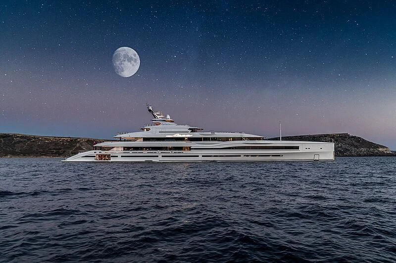 a large ship in the water aboard MAR Yacht for Sale
