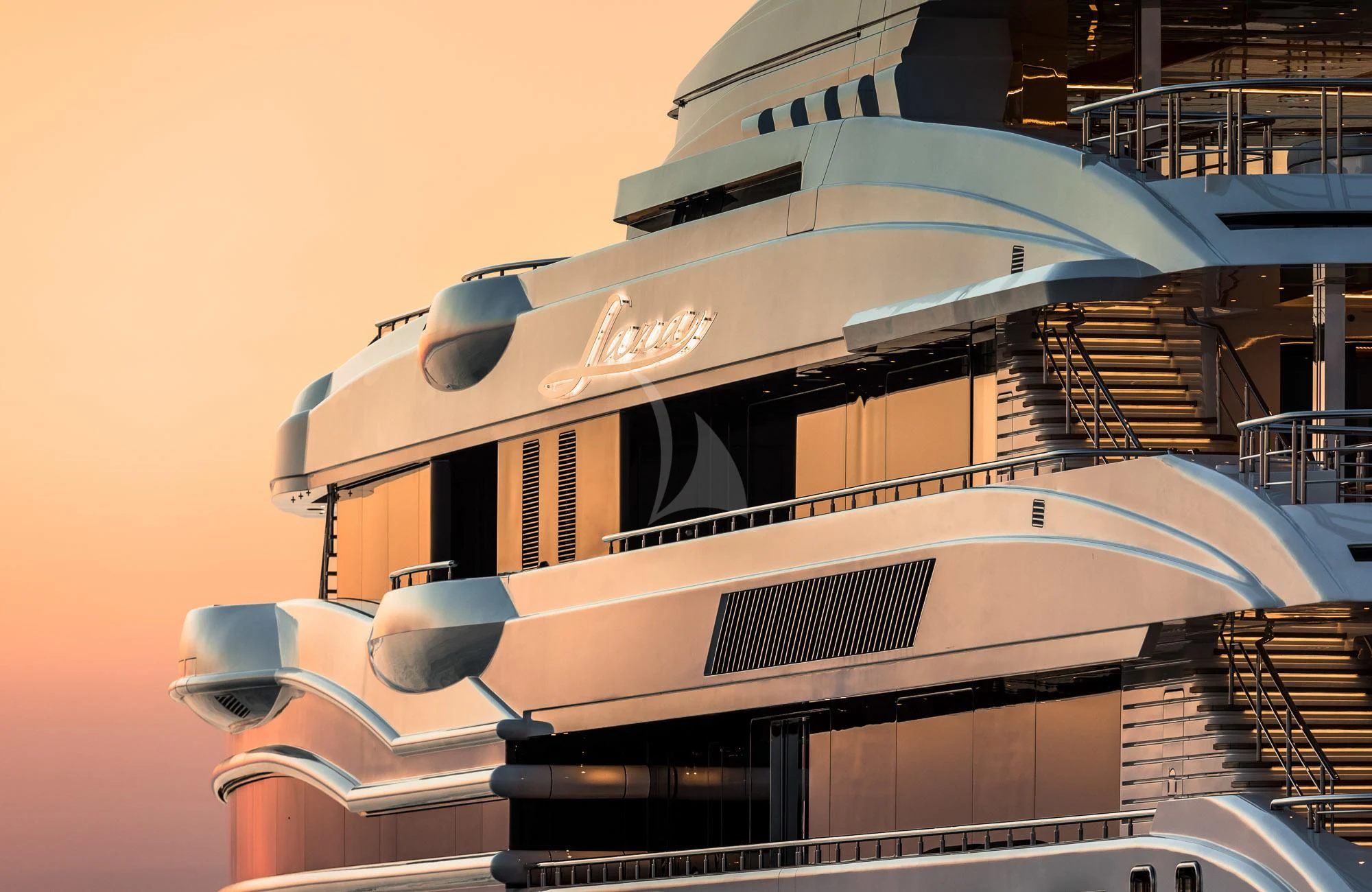 a large cruise ship docked aboard MAR Yacht for Sale