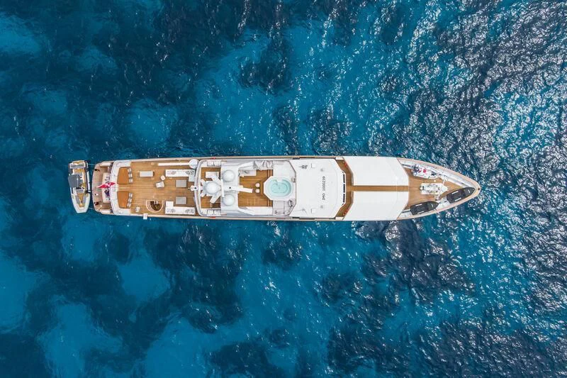 a space ship in outer space aboard EMERALD Yacht for Charter