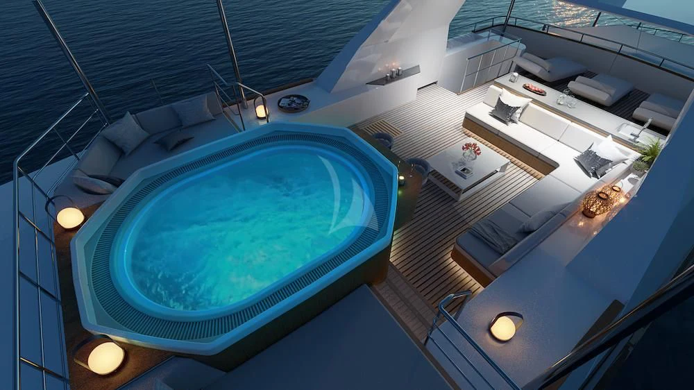 a swimming pool on a boat aboard EMERALD Yacht for Charter
