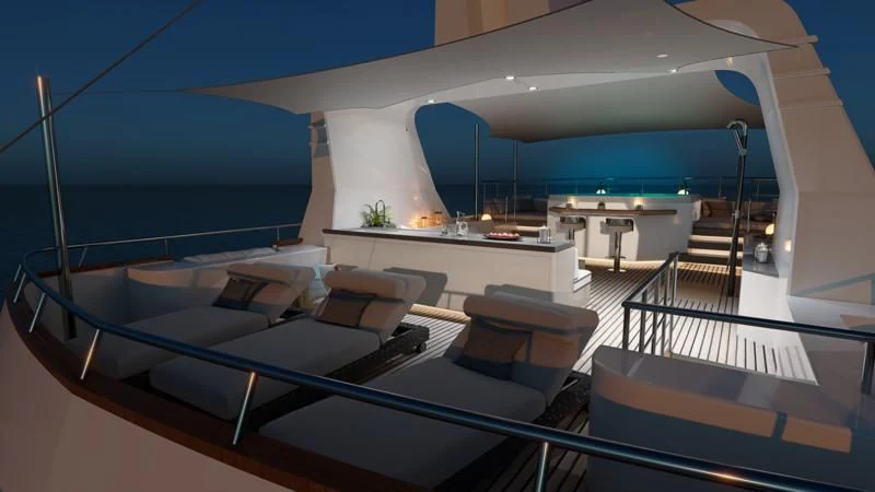 a modern looking room with a pool aboard EMERALD Yacht for Charter